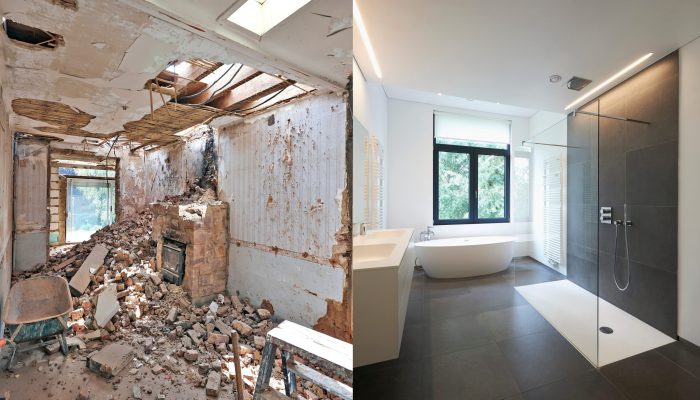 renovation of a bathroom before and after